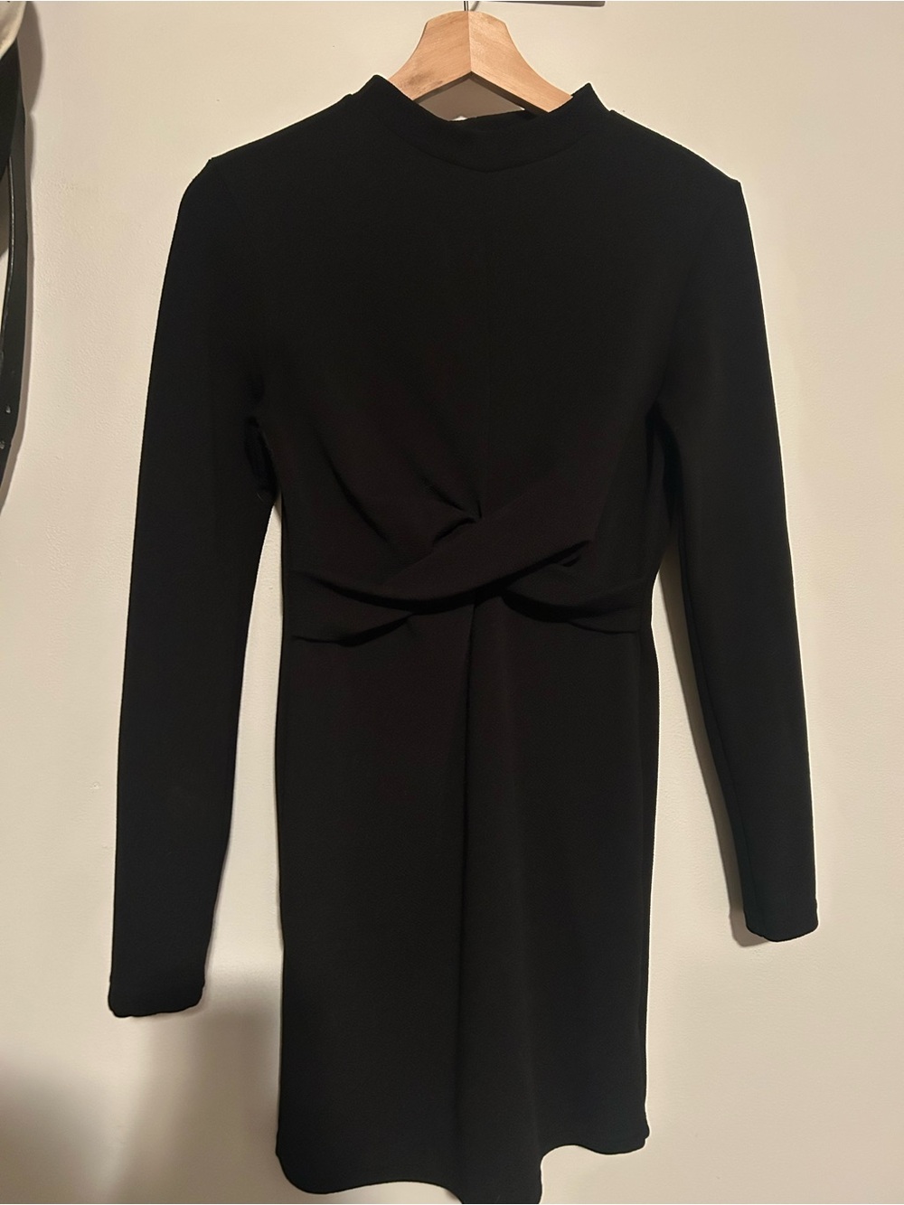 Ardene Black Long-Sleeve Twist-Front Mini Dress
